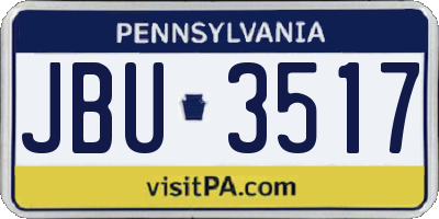 PA license plate JBU3517