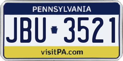 PA license plate JBU3521
