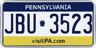 PA license plate JBU3523
