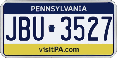 PA license plate JBU3527