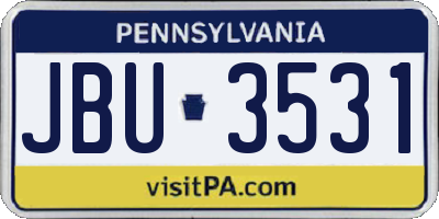 PA license plate JBU3531