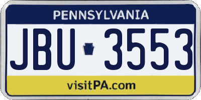 PA license plate JBU3553