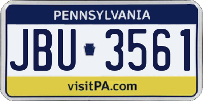 PA license plate JBU3561