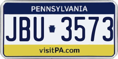 PA license plate JBU3573