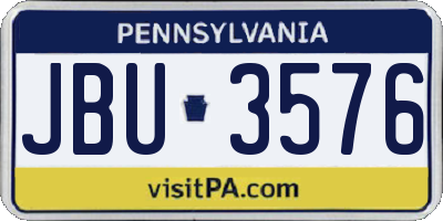 PA license plate JBU3576