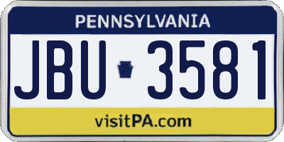 PA license plate JBU3581