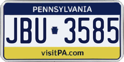 PA license plate JBU3585