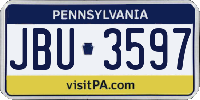 PA license plate JBU3597