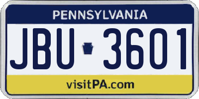 PA license plate JBU3601