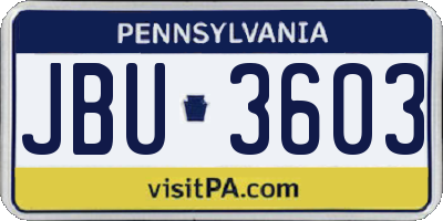 PA license plate JBU3603