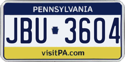 PA license plate JBU3604