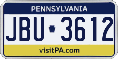 PA license plate JBU3612