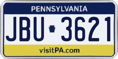 PA license plate JBU3621