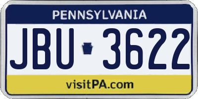 PA license plate JBU3622