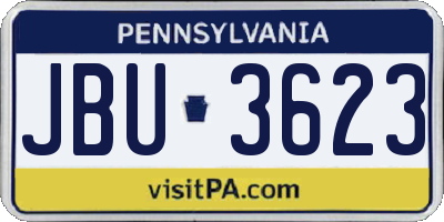 PA license plate JBU3623