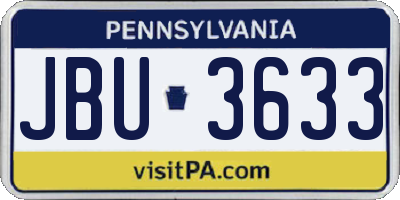 PA license plate JBU3633
