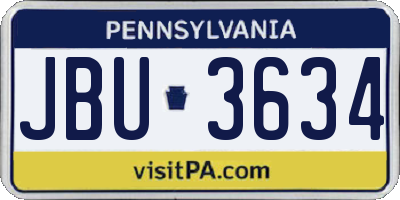 PA license plate JBU3634