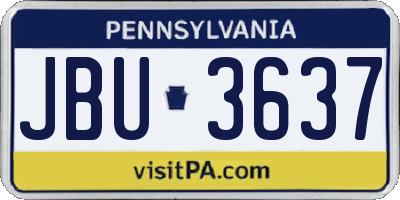 PA license plate JBU3637