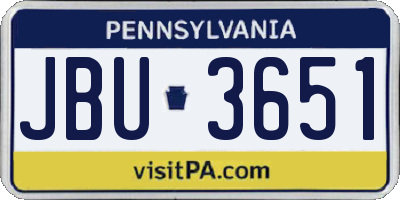 PA license plate JBU3651