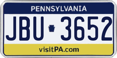 PA license plate JBU3652