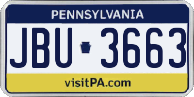 PA license plate JBU3663