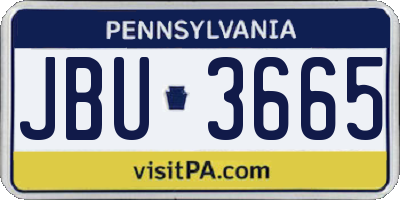PA license plate JBU3665