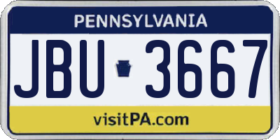 PA license plate JBU3667