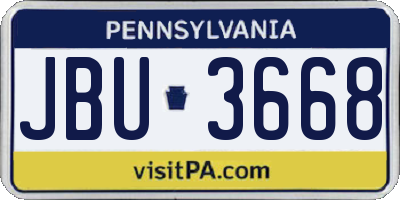 PA license plate JBU3668