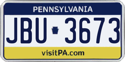 PA license plate JBU3673