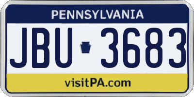 PA license plate JBU3683