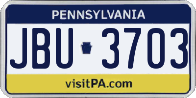 PA license plate JBU3703