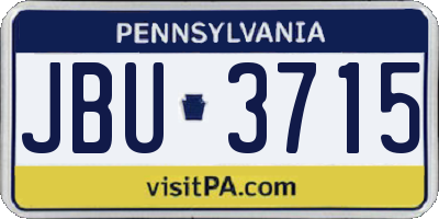 PA license plate JBU3715