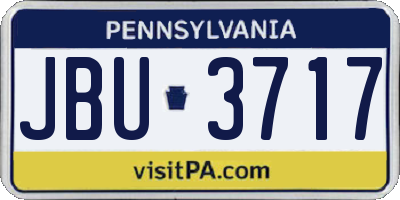 PA license plate JBU3717