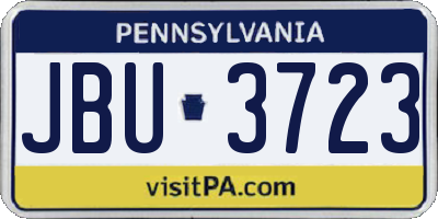 PA license plate JBU3723