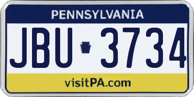 PA license plate JBU3734