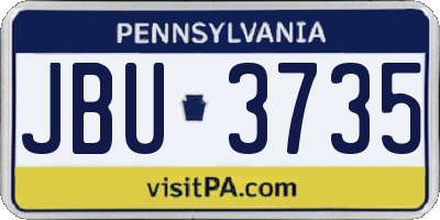 PA license plate JBU3735