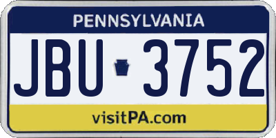 PA license plate JBU3752