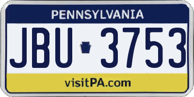 PA license plate JBU3753