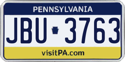 PA license plate JBU3763