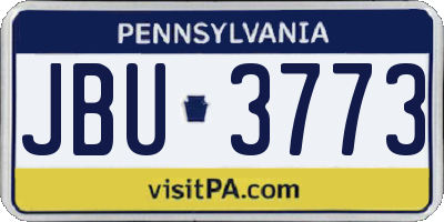 PA license plate JBU3773