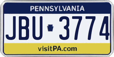 PA license plate JBU3774