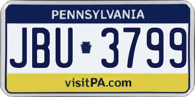 PA license plate JBU3799