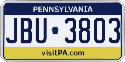 PA license plate JBU3803