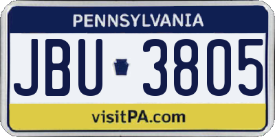 PA license plate JBU3805