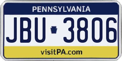 PA license plate JBU3806