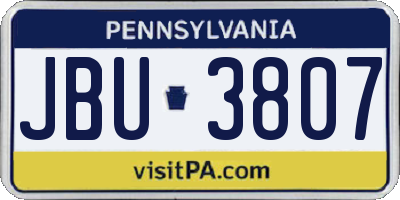 PA license plate JBU3807