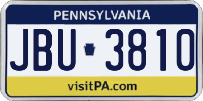 PA license plate JBU3810