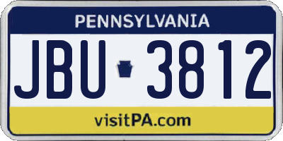 PA license plate JBU3812