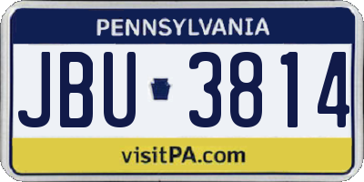 PA license plate JBU3814