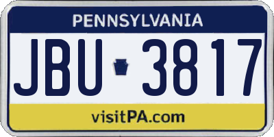 PA license plate JBU3817